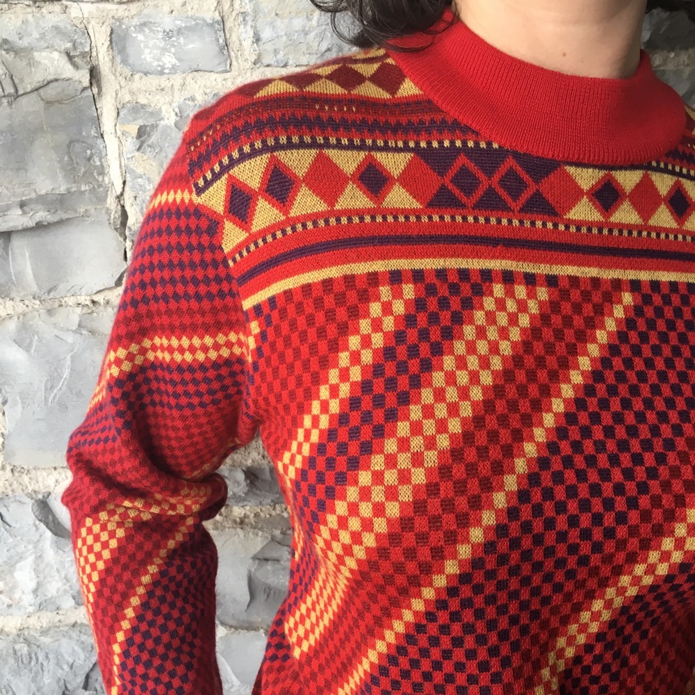 Camela Geometric Print Wool Sweater